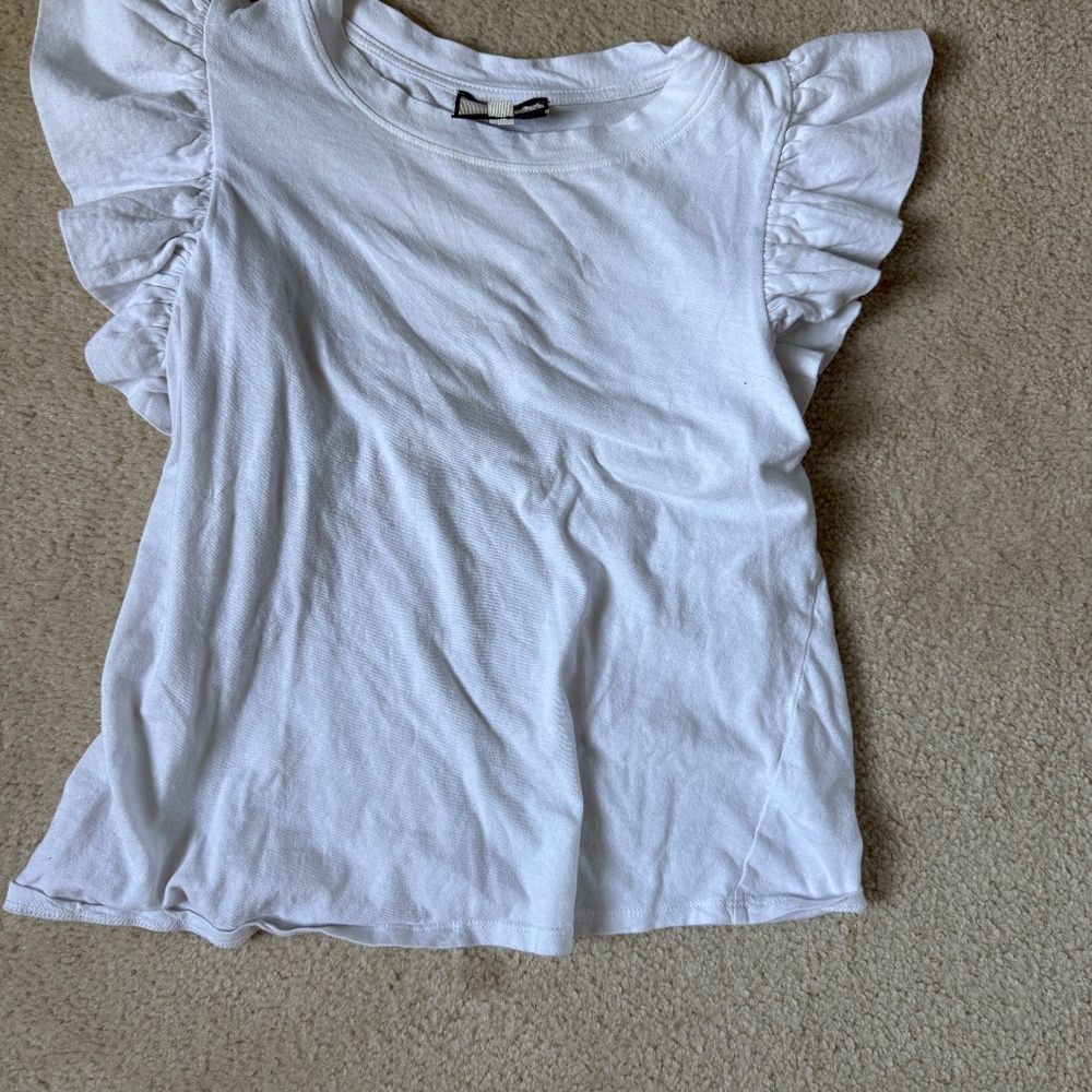Tuckernuck White Ruffle Sleeve Short Sleeve Tee